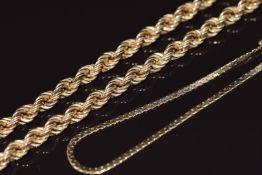 A 9ct gold rope twist necklace and bracelet, 11g