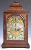 James Reynolds London Georgian mahogany cased bracket clock, the gilt dial having silvered chapter