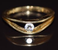 Tiffany & Co 18ct gold ring set with a diamond of approximately 0.2ct, 4.1g, size M