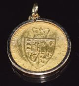 A 1792 George III guinea, in 9ct gold pendant mount, 11.8g