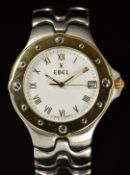Ebel Sportwave wristwatch ref. E 6187631 with date aperture, luminous gold hands, gold Roman