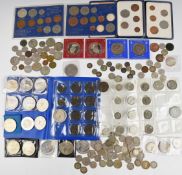 A collection of UK coinage with silver content, together with modern crowns 1951 onwards, £5