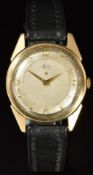 Avia 9ct gold gentleman's wristwatch with gold hands and hour markers, silver dial and mechanical