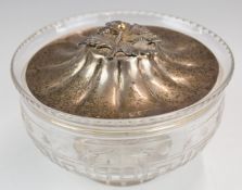 Victorian hallmarked silver topped glass condiment or similar pot, Sheffield 1840, maker Henry