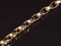 A 9ct gold bracelet made up of large oval links, with 9ct gold heart padlock clasp, 44.7g, 19cm