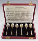 Cased set of modern novelty hallmarked silver tea or coffee spoons, each hallmarked for a