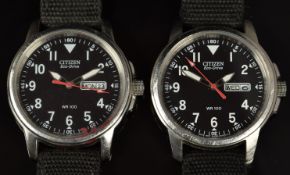 Two Citizen Eco-Drive gentleman's wristwatches ref. E100-S006597 with day and date aperture,