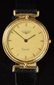 Longines gentleman's wristwatch ref. 6916.150 with gold hands and our markers, patterned gold