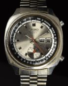 Seiko gentleman's automatic chronograph wristwatch ref. 6139-6020 with inset subsidiary seconds
