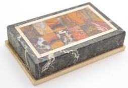 19thC pietra dura Grand Tour paperweight, W10 x D6.5 x H2.4cm