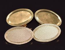 A pair of 18ct gold cufflinks with engine turned decoration, 17.8g