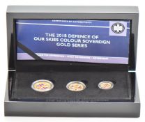 Hattons of London 2018 three coin gold sovereign set commemorating the Defence of Our Skies