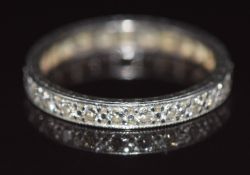 Art Deco platinum eternity ring set with diamonds, 2.6g, size L