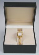 Gucci ladies wristwatch ref. 1900 L with gold hands, white dial, gold plated case and quartz