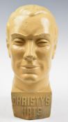 Christys' Hats advertising display male bust, height 34cm