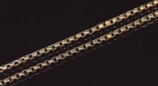 Edwardian 9ct rose gold necklace / chain made up of oval links, with barrel clasp, 6.5g