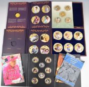 A collection of Royal commemorative gold plated collector's coins in presentation packs and cases to
