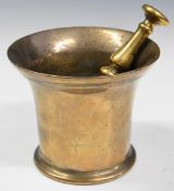 19thC bronze pestle and mortar, height of pestle 13.5cm