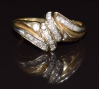 A 14k gold ring set with paste in a twist setting, 4g, size T
