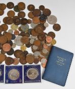 A quantity of UK coinage including WW1 and WW2 era examples, brass threepences including 1946 low