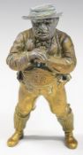 Novelty 19th or early 20thC brass possibly advertising figure of a smoking man, the hat being