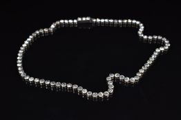 Art Deco silver necklace set with foiled paste