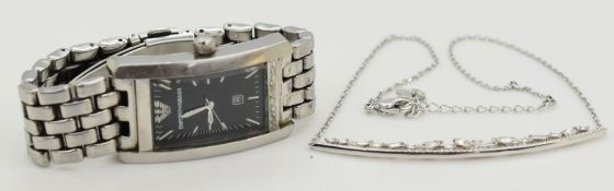 Swarovski necklace in original box and an Emporio Armani watch