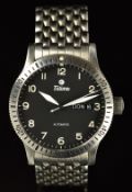 Tutima FX gentleman's automatic wristwatch with date aperture, luminous hands and Arabic numerals,