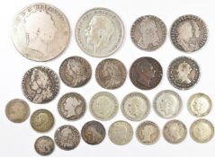 William and Mary, Georgian and Victorian silver coinage, including William III, William and Mary,