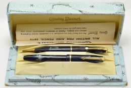 Conway Stewart Dinkie 550 and No. 25 fountain pen and propelling pencil set, each pen with mottled