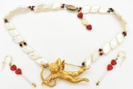 Eleyne Williams necklace 'Arrows of Desire' in the form of Cupid and set with blister pearls,