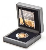 Hattons of London 2002 gold proof double sovereign, Queen Elizabeth II Royal Coat of Arms reverse,