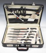 Cased set of Prima knives and accessories