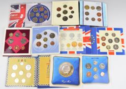 Eight Royal Mint Brilliant Uncirculated coin sets in presentation packs, earliest 1988 to latest