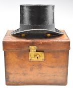 Vintage Forsyth, Glasgow top hat, 20 x 15.5cm, in leather case