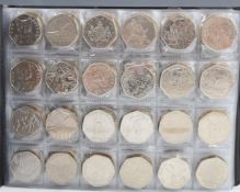 A collection of collectable 50p and £2 coins, includes Beatrix Potter, Olympics, military,