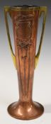Beldray Art Nouveau copper and brass vase with floral decoration, height 26cm
