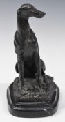 Cast bronze figure of a greyhound / lurcher impressed 'Barrie' to base, height 20cm