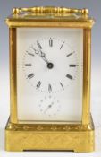 French 19th or early 20thC repeating alarm carriage clock, with maker's mark and Brevete Paris