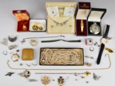A collection of costume jewellery including Hollywood suite of jewellery in original box, Oris