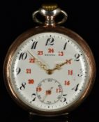 Zenith Grand Prix silver keyless winding open faced pocket watch with subsidiary seconds dial,