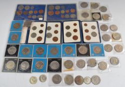A collection of modern UK crowns, USA dollars etc together with Britain's First Decimal packs etc