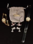 Two pairs of Vivienne Westwood earrings, 9ct gold watch and a Rotary watch