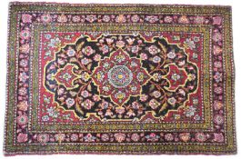 Small Persian silk or fine wool rug, 59 x 89cm