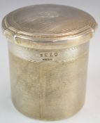 George V hallmarked silver dressing table pot with engine turned decoration, London 1911, maker