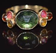 A 9ct gold ring set with foiled rose cut tourmaline, 3.9g, size O
