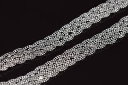 A 9ct white gold beaded plaited necklace, 20.5g