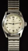 Rolex Oysterdate Precision gentleman's wristwatch ref. 6066 with date aperture, stainless steel
