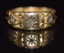 Edwardian 18ct gold ring set with diamonds, Birmingham 1907, 2.4g, size O