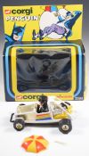 Corgi Toys diecast model Batman Penguinmobile with white chassis and cast hubs, 259, in original